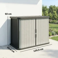 Outsunny Coffre de Rangement Extérieur 480 L, 2 Niveaux avec Portes Coulissantes Résistant aux UV, 120,5x59,5x92cm, Marron Clair(m-3)