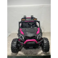 AIYAPLAY Voiture Electrique Enfants UTV 24V 2 Places, 2 Moteurs 120W, Batterie Lithium, 4-6km/h, Télécommande, 3-8 Ans, Rose(m-14)