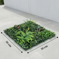 Outsunny Set de 6 Setos Artificiales Ocultación Jardín 50x50 cm Tipo Milán Fácil Montaje Anti-UV para Terraza Balcón Verde(m-3)