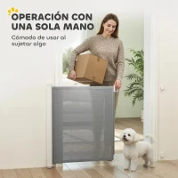 PawHut Barrera Seguridad para Perros Extensible Barrera para Mascotas con Extensión de Acero 5,5-115x5,5x82,5 cm Gris(m-5)