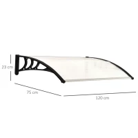 Outsunny Pensilina da Esterno 75x120 cm in Policarbonato Impermeabile e Anti-UV per Porta o Finestra(m-3)