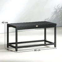 Outsunny Outdoor Coffee Table Side Table with Rectangular Shape Frame for Patio, Balcony, Black(m-3)