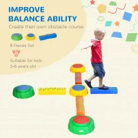 Outsunny Eight-Piece Kids Stepping Stones, with Non-Slip Surface & Bottom, for Toddlers - Multicoloured(m-5)