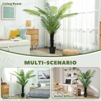 HOMCOM 175cm Artificial Areca Palm Tree with 16 PE Leaves, Decorative Artificial Plant with Plastic Pot and Flocked Soil, Fake Plant for Home Office Decor, Green(m-5)