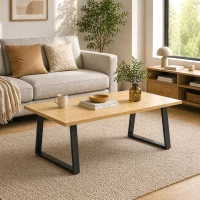HOMCOM Pieds de table en acier, 60 x 43 cm, lot de 2 pieds de bureau trapezoïdes avec patins réglables et vis, noir(m-11)