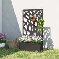 Outsunny Metal Raised Garden Bed with Trellis, Outdoor Planter Box with Privacy Screen, Elevated Garden Box for Climbing Plants(m-10)