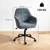 HOMCOM Cadeira de Escritório Ergonômica Poltrona de Escritório em Chenille com Altura Ajustável Função de Basculamento Azul(m-3)