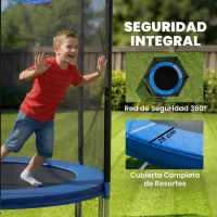 SPORTNOW Cama Elástica Exterior Ø305 cm Trampolín para Niños con Red de Seguridad Escalera y Acolchado de Muelles Azul(m-5)