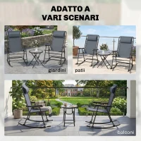 Outsunny Set Tavolino e Sedie da Giardino Pieghevoli e a Dondolo per Esterno, Balcone, Terrazzo, Grigio(m-7)