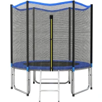 SPORTNOW Cama Elástica Exterior Ø244 cm Trampolín para Niños con Red de Seguridad Escalera y Acolchado de Muelles Azul(m-1)