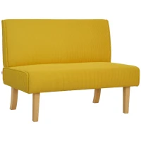 HOMCOM Zweisitzer-Sofa mit Cord-Bezug, dicker Polsterung und soliden Holzbeinen für Wohnzimmer, Schlafzimmer, Büro, Gelb(m-12)