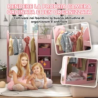 AIYAPLAY Appendiabiti per Bambini con Ripiani, Scatole e Specchio in Legno, Rosa(m-5)