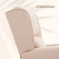 HOMCOM Sillón de Masaje Reclinable con Mando a Distancia 2 Zonas de Masaje y Tapizado en Tejido de Ante 78x83x101 cm Crema(m-7)