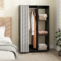 HOMCOM Armoire penderie vêtement dressing mobile 4 roulettes tringle à vêtements et étagères ouvertes 80 x 40 x 128 cm noir(m-2)