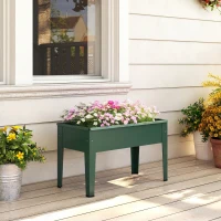 Outsunny Raised Planter, Metal Raised Garden Bed on Legs with Drainage Hole and Foot Covers, Green(m-10)