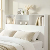 HOMCOM Cabecero de Cama 140 cm con Almacenaje Cabezal de Cama con 4 Compartimentos Abiertos para Dormitorio Blanco(m-14)
