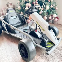 HOMCOM 24 V Elektrische Go-Kart voor Kinderen Tot 13 km/h Gokart met Driftfunctie, Drift-Kart met 2 motoren voor 8–12 jaar Wit(m-12)
