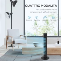HOMCOM Ventilatore a Torre 45W a 4 Modalità e 3 Velocità con Timer da 12h, in ABS, Ø31.5x93 cm, Nero(m-5)