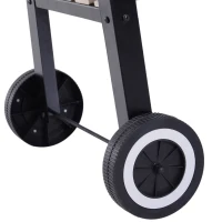 Outsunny Trolley Charcoal BBQ Barbecue Grill Outdoor Patio Garden Heating Smoker with Side Trays Storage Shelf and Wheels(m-9)