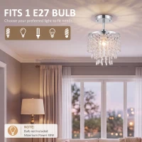 HOMCOM Crystal Ceiling Light with 57 Crystal Strands, Ceiling Light with Mounting Plate for Hallway, Silver Tone(m-6)