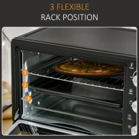 HOMCOM Mini Oven, 21L Countertop Electric Grill, Toaster Oven with Adjustable Temperature, Timer, Baking Tray and Wire Rack, 1400W, Black(m-5)