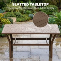 Outsunny Metal Garden Coffee Table, Rectangular Outdoor Side Table with Slatted Tabletop, Foot Pads for Outside, Garden, Balcony, Porch, 91.5 x 55 x 45cm, Brown(m-4)