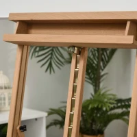 HOMCOM Cavalletto da Pittore Regolabile in Legno di Faggio con Vano Contenitore, 53x50.5x171-230cm(m-9)