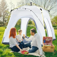 Outsunny Tente de camping, tente pop up dôme familiale 3 personnes, avec 4 portes 4 fenêtres sac de transport inclus(m-6)