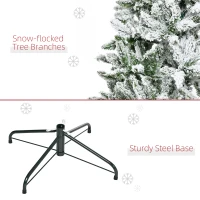 HOMCOM 6 Ft Snow Flocked Artificial Christmas Tree Xmas Pine Tree with Realistic Branches, Auto Open and Steel Base, Green(m-7)