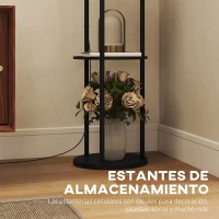HOMCOM Lámpara de Pie con Estantes con 3 Temperaturas de Color Control Remoto para Salón Dormitorio Oficina Negro(m-6)