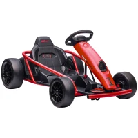 HOMCOM 24V elektrische go-kart voor kinderen, tot 13 km/u, met driftfunctie, 2 motoren, rood, 8-12 jaar(m-1)