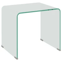HOMCOM Tavolino in Vetro Temperato Moderno da Salotto con Design Monoblocco, 50x40x45 cm, Trasparente(m-1)