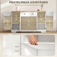 HOMCOM Aparador de Cozinha com Gaveta, Prateleiras nas Portas Prateleiras Ajustáveis Bar de Café 138x40x83,5 cm Branco(m-7)
