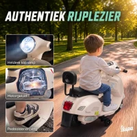 AIYAPLAY Elektrische kindermotor Mini Vespa GTS 6V met lithiumaccu, ergonomische zitting en rugleuning, 1,5-3 jaar(m-9)