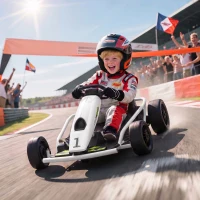 HOMCOM 24 V Elektrische Go-Kart voor Kinderen Tot 13 km/h Gokart met Driftfunctie, Drift-Kart met 2 motoren voor 8–12 jaar Wit(m-10)