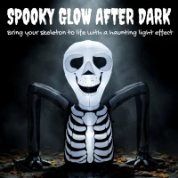 Outsunny Inflatable Ground Crawling Skeleton, Scary Halloween Decoration with Built-in LED Lights for Indoor Outdoor Decor(m-4)