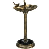 Outsunny Baño para Pájaros de Jardín Exterior 81 cm con Diseño de Concha y Acabado Envejecido Ligero y Resistente Bronce(m-1)