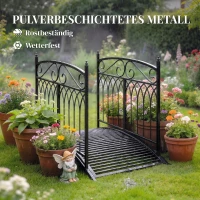 Outsunny Gartenbrücke aus Metall 135,5 cm Teichbrücke mit Sicherheitsgeländern Antik-Optik Rostbeständig einfache Montage(m-5)
