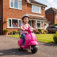AIYAPLAY Moto Elettrica per Bambini 1.5-3 Anni MINI VESPA GTS 6V, Rosa(m-10)