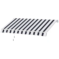 Outsunny Tenda da Sole a Bracci 2.5x2m Avvolgibile Manuale in Alluminio e Poliestere Blu e Bianco(m-11)
