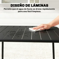 Outsunny Mesa de Comedor de Jardín Rectangular 120x70x72 cm de Acero con Tablero con Listones para 4 Personas Gris(m-6)