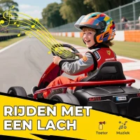 HOMCOM 24V elektrische go-kart voor kinderen, tot 13 km/u, met driftfunctie, 2 motoren, rood, 8-12 jaar(m-8)