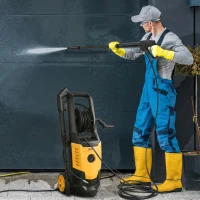 Outsunny 2200W High Pressure Washer, 170 Bar Pressure Washer with Adjustable Nozzle and 6M Hose, 33 x 31.5 x 80.5 cm, Yellow(m-2)