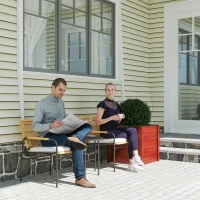 Outsunny Conjunto de Muebles de Jardín de Ratán Sintético con 2 Sillas con Cojines Extraíbles y Mesa con Tablero de Metal Natural(m-2)
