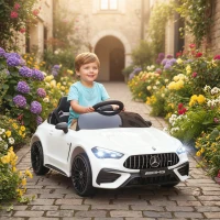 AIYAPLAY Voiture électrique enfants Mercedes AMG CLE 53 12V 2 moteurs télécommande parentale 2,4G 99 x 55 x 43 cm blanc(m-10)