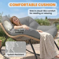Outsunny Indoor Outdoor Rocking Chair, Oversized Rocking Egg Chair with Cushion for Living Room, Garden, Patio, Grey(m-5)