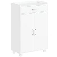 HOMCOM Schuhschrank mit 1 Schublade und 5 Einlegeböden Moderner Schuhschrank Verstellbare Einlegeböden 6 Paar 62,5x35x95 cm Weiß(m-1)