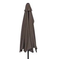 Outsunny Demi-parasol 2,7 x 1,4 m parasol de balcon ouverture fermeture manivelle, 5 entretoises métal, polyester 180 g/m², café(m-8)