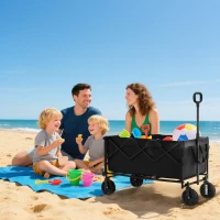 Outsunny Carrello da Giardino 160L Pieghevole con Manico Regolabile, Capacità 100 kg, 95x55x102 cm, Nero(m-10)