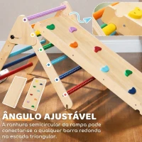 AIYAPLAY Triângulo de Escalada de Madeira 2 em 1 Escalada para Crianças de 18-48 Meses com Rampa para Deslizar ou Escalar 147x64,5x63 cm Multicor(m-6)